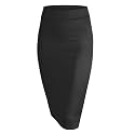 Made By Johnny Women's Premium Scuba Stretch High Waist Pencil Skirt Below Knee for Office Wear
