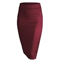 Made By Johnny Women's Premium Scuba Stretch High Waist Pencil Skirt Below Knee for Office Wear