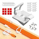 [Made in the UK] 10-Pack Adjustable Elastic Adhesive Cable Clips, Wire Management Holder, Cord Organizer for Home Office, Under Desk, Behind TV, Phone Charger, Laptop, PC, HDMI, USB (White)