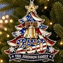 [Made in USA] Fastpeace Personalized 250th Anniversary USA Christmas Ornaments - Custom Liberty Bell Family Name 250 Years American Anniversary Ornament - Acrylic Flat Decor 1776-2026
