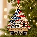 [Made in USA] Fastpeace Personalized 250th Anniversary USA Christmas Ornaments - Custom Family Name 250 Years American Anniversary Ornament - Acrylic Flat Patriotic Decor 1776-2026