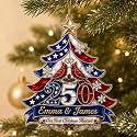 [Made in USA] Fastpeace Personalized 250th Anniversary USA Christmas Ornaments - Custom Couple Name 250 Years American Anniversary Ornament - Acrylic Flat Tree Decor