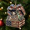 [Made in USA] Personalized 250th Anniversary USA Flat Acrylic Christmas Ornament, Custom Family Name Box Ornament, 1776-2026 250 Years of Freedom Holiday Keepsake Gift