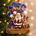 [Made in USA] Personalized 250th Anniversary USA Flat Acrylic Christmas Ornament, Custom Family Name Santa and Reindeer Ornament, 250 Years of Freedom Patriotic Christmas Keepsake 2026