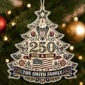 [Made in USA] Personalized 250th Anniversary USA Flat Acrylic Christmas Ornament, Custom Family Name Patriotic Folk Art Tree Ornament
