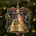 [Made in USA] Personalized 250th Anniversary USA Flat Acrylic Christmas Ornament, Custom Family Name Patriotic Liberty Bell Ornament, 1776-2026 250 Years of Freedom Holiday Keepsake Gift