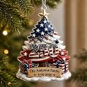 [Made in USA] Personalized 250th Anniversary USA Flat Acrylic Christmas Ornament, Custom Family Name Patriotic Christmas Tree Ornament, 1776-2026 250 Years Holiday Keepsake Gift