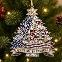 [Made in USA] Personalized 250th Anniversary USA Flat Acrylic Christmas Ornament, Custom Family Name Patriotic Crystal Tree Ornament, 1776-2026 250 Years of Freedom Holiday Keepsake Gift