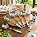 MFU-Made For You® Mother of Pearl Serving Spoons Set (6 Pieces) | Designer Serveware for Home & Kitchen | Elegant Dining Table Spoons | Gift Set for Housewarming & Special Occasions