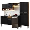 Madesa Compact Kitchen Set with Cabinets Ample Storage 229 Cm Wide with Multiple Compartments, 10 niches, 1 Drawers and PVC feet - Brown/Black
