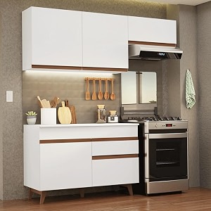 madesa full modular kitchen complete set with cabinets ample storage 190 cm wide with microwave and oven compartments 2 cabinets 1 pull-out drawers wall hang - white
