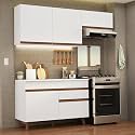 Madesa Full Modular Kitchen Complete Set with Cabinets Ample Storage 190 Cm Wide with Microwave and Oven Compartments, 2 Cabinets, 1 Pull-Out Drawers, Wall Hang - White