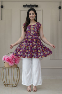 Madfury Women Floral Print Anarkali Kurta