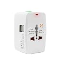 Madhabi Universal Travel Adapter with Dual USB Ports – Worldwide All-in-One Power Plug Adapter for UK, US, EU, AUS – Surge Protection Charger for Mobile Phone, Laptop, Tablet, Camera – White