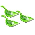 Madhuli Dustpan Set With Brush, Dust Collector Pan With Long Handle, Supadi, Multipurpose Dust collector Cleaning Utensil Flat Scoop Handheld Sweeping Up & Carrying Container, Green, Pack of 3