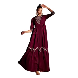 Madhuram Womens Chinon Chiffon Traditional Ethnic Long