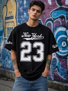 Madilyn Printed Men Round Neck Black T-Shirt