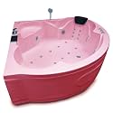 MADONNA Ambassador 5 Feet Corner Acrylic Bathtub with Whirlpool Massage, Bubble Bath, Back Massager and Filler System - Pink