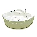 MADONNA Ambassador 5 Feet Corner Acrylic Bathtub with Whirlpool Massage, Bubble Bath, Back Massager and Filler System Ivory