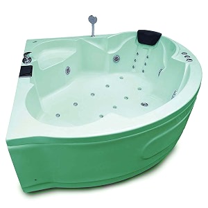madonna ambassador 5 ft corner acrylic bathtub with whirlpool massage bubble bath back massager and filler system - green