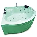 MADONNA Ambassador 5 Ft Corner Acrylic Bathtub with Whirlpool Massage, Bubble Bath, Back Massager and Filler System - Green