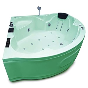 madonna ambassador 5 ft fully loaded combi-massage corner bathtub with online heater underwater led lights audio system and digital control panel - green