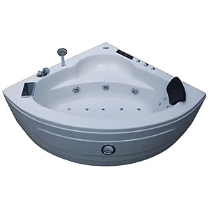 madonna the babe 4 feet corner bathtub with whirlpool bubble and back massage filler set and online heater with digital control panel - white