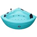 Madonna The Babe 4 Feet Corner Bathtub with Whirlpool, Bubble and Back Massage, Filler Set and Online Heater with Digital Control Panel - Cyan Blue