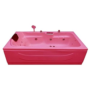 madonna elegant 6 ft acrylic bath tub with whirlpool massage bubble bath back massager and filler system - pink