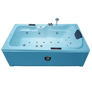 madonna elegant 6 ft fully loaded combi-massage bathtub with online heater underwater led lights audio system and digital control panel - cyan blue