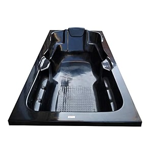 madonna elegant acrylic 6 feet rectangular bath tub for adults with headrest - black
