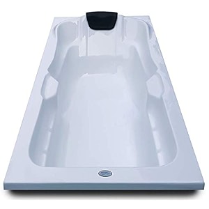 madonna elegant acrylic 6 feet rectangular bath tub for adults with headrest white