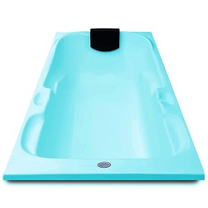 madonna elegant acrylic 6 feet rectangular bath tub for adults with headrest - cyan blue