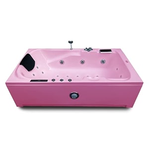 madonna euro 55 ft fully loaded combi-massage bathtub with online heater underwater led lights audio system and digital control panel - pink