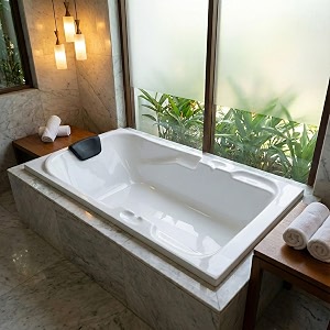 madonna euro acrylic 55 feet rectangular bathtub for adults with headrest white