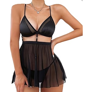 MADSY Womens Lingerie Babydoll and Panty Set