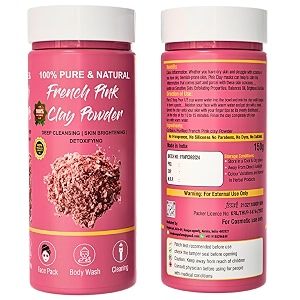 maf french pink clay powder 150 gm for face brighteningskin glowing for women amp men  clay powder for face masks  de tan pack to open pores  ideal clay for acne-prone skin