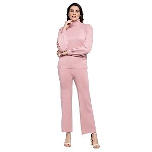 Mafadeny Women Green Solid Turtle Neck Viscose