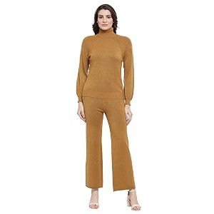 Mafadeny Women Green Solid Turtle Neck Viscose