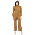 Mafadeny Women Green Solid Turtle Neck Viscose