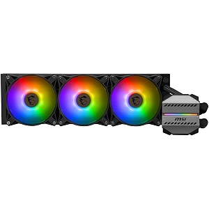 msi mag coreliquid m360 aio cpu liquid cooler 360mm radiator 3 x 120mm fans split-flow water cooling lga 1700 and am5 compatibility