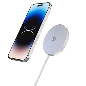 15w qi magnetic fast charging pad mage-safe usb c port wireless charger compatible for iphone 1514131212 pro 12 pro max 11 pro 11 pro maxi-pads amp ios devices white