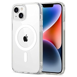 maga back case cover for apple iphone 13 amp iphone 14 crystal clear magnetic case compatible with magsafe hybrid hard pc back amp soft tpu bumper shockproof protective cover - clear
