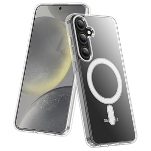 maga back case cover for samsung galaxy s24 5g crystal clear magnetic case compatible with magsafe hybrid hard pc back amp soft tpu bumper shockproof protective cover - clear
