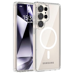 maga back case cover for samsung galaxy s25 ultra 5g crystal clear magnetic case compatible with magsafe hybrid hard pc back amp soft tpu bumper shockproof protective cover - clear