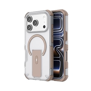 maga case with stand for apple iphone 17 pro max magsafe compatible rugged hybrid cover shockproof armor scratch resistant hard polycarbonate back soft tpu bumper translucent matte white brown