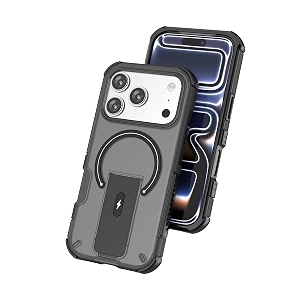 maga case with stand for apple iphone 17 pro max magsafe compatible rugged hybrid cover shockproof armor scratch resistant hard polycarbonate back soft tpu bumper translucent matte black