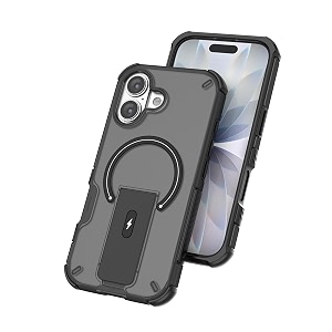 maga case with stand for apple iphone 17  magsafe compatible rugged hybrid cover shockproof armor scratch resistant hard polycarbonate back soft tpu bumper translucent matte black