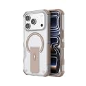 MagA Case with Stand for Apple iPhone 17 Pro Max MagSafe Compatible Rugged Hybrid Cover Shockproof Armor Scratch Resistant Hard Polycarbonate Back Soft TPU Bumper Translucent Matte White Brown