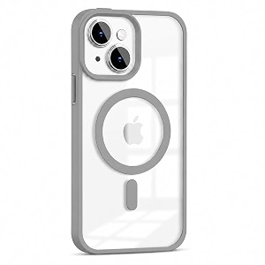 maga clearback case cover for apple iphone 15 crystal clear magnetic case compatible with magsafe hybrid hard pc back amp soft tpu bumper shockproof protective cover grey